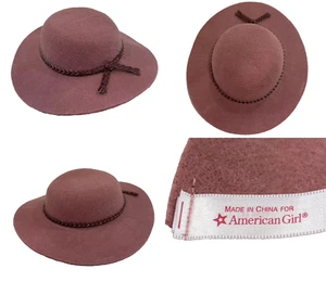 American Girl Tenney's Wool Hat Girls XS/S Pink Wide Brim Braided Leather - Picture 1 of 11