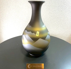 Kutani Seihou Vase Gold Gilded Cloud Mountain Ikebana Pottery Decor Japan VTG - Picture 1 of 8