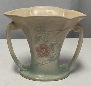 Vintage Hull Art Pottery 1942 DOGWOOD Wild Rose 513-6 1/2" Cream Blue Oval Vase - Picture 1 of 7