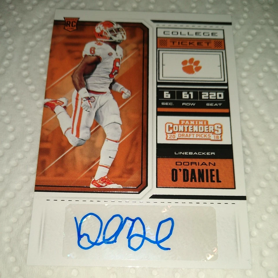 Dorian O'Daniel 2018 Contenders Autograph Rookie #146 Clemson Tigers K.C. Chiefs - Image 1 of 1