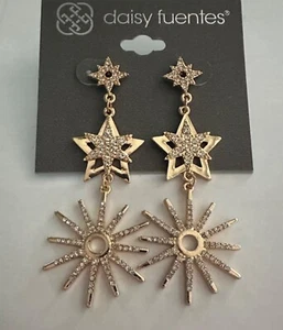 NEW Daisy Fuentes Gold Star Dangle Drop Earrings NEW WITH TAGS - Picture 1 of 4