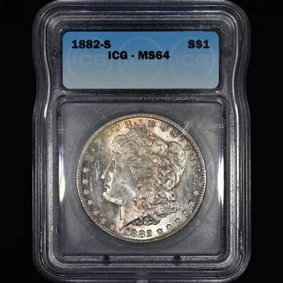 1882-S MORGAN SILVER DOLLAR ✪ ICG MS-64 ✪ $1 UNCIRCULATED UNC COIN ◢TRUSTED◣ - Image 1 of 2