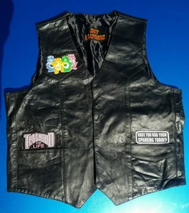 HOT LEATHERS MUJER SEÑORA CUERO MOTO CHALECO XXGRANDE TALLA 2XL con PARCHES - Imagen 1 de 3