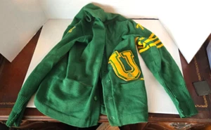 VINTAGE GREEN LETTERMAN SWEATER WHITING MIDWEST COMPANY 1960s / 1970s TLC LOT V - Picture 1 of 11