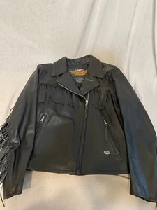 Harley-Davidson schwarze Lederjacke RN 103819 CA 03402 Damen Größe L Fransen - Bild 1 von 8