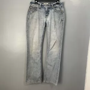 Pantalones de mezclilla con hebilla BKE Aiden para hombre 31x31 corte bota manchas envejecidas rasgaduras Y2k lavado a la luz - Imagen 1 de 12