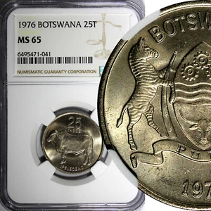 Botswana 1976 25 Thebe NGC MS65 African Zebu Nice Toned KM# 6 (41) - Picture 1 of 4