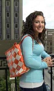 Maggie Bags Seatbelt Medium Backpack Purse - Spirit Collection - Orange / White - Picture 1 of 2