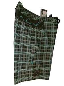 Red Sand Board Shorts Size 34 Hidden Pocket Inseam 10 1/2" Multi-color Plaid NWT - Picture 1 of 20