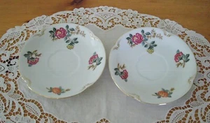 Vintage Charm Crest MAYFAIR Fine China Japan 5 3/4" Saucers Flowers ~ Set of 2 ~ - Picture 1 of 7