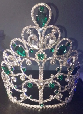 Тиара со стразами красота конкурс хрустальная корона изумруд королева 10 дюймов выпускной свадебный  - Изображение 1 из 4