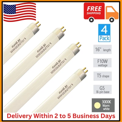 4 Pack 16’’ F10T5/830 Fluorescent Bulb Replacement for Jasco 10W 3000K Warm W... - Image 1 of 4