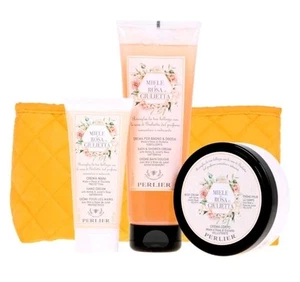 Perlier 3-piece Bath & Body Kit w/Bag Honey & Juliet's Rose-NEW Sealed - Picture 1 of 4