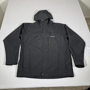 Marmot Jacket Mens Large Black Goretex Paclite Shell Hooded Waterproof Rain Coat - Picture 1 of 12