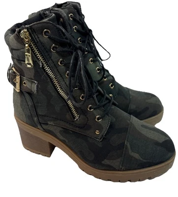 Botas de combate CATHERINE para mujer camufladas multicolores de tacón alto - talla 8,5 Foto 1 de 4