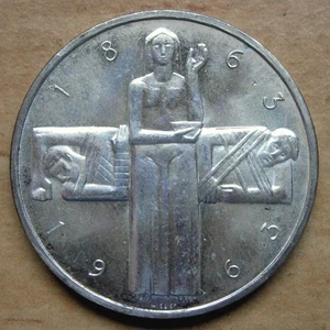 SCHWEIZ 1963 - 5 FRANKEN - 100 JAHRE. ROTES KREUZ - 1/2 Oz BU SILBER - SCHÖNHEIT! - Bild 1 von 7