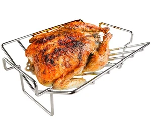 Stainless Steel V Rack for Roasting Turkey, Poultry Roaster Rack for Smoking ... - Picture 1 of 6