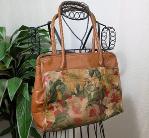 Patricia Nash Parish Brown Leather Floral Satchel Bag - Picture 1 of 5