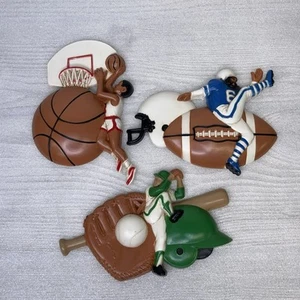 Vintage 90s Burwood Homco Plastic Sports Wall Plaques Kids Room Décor Lot Of 3 - Picture 1 of 13