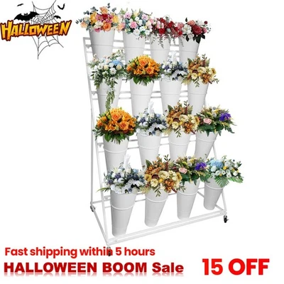 Flower Display Stand with 16 Buckets, 4-Tier Flower Cart Flower Holder Halloween - Image 1 of 4