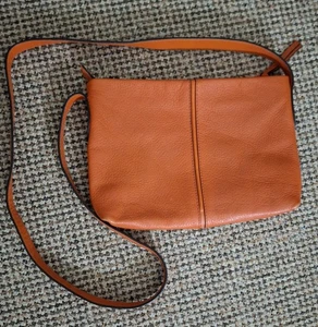John Lewis Leather Orange Crossbody Bag - Picture 1 of 2