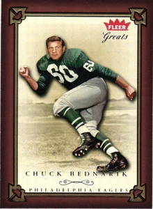 Tarjeta coleccionable de fútbol americano Chuck Bednarik 2004 Fleer Philadelphia Eagles - Imagen 1 de 4