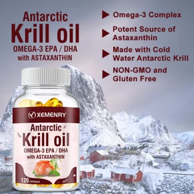 Antarctic Krill oil 2000mg 120 Caps with Omega-3 EPA, DHA and Astaxanthin — 第 1/4 张图片