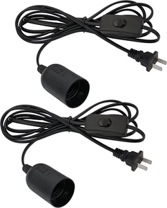 Plug-In Hanging Light Kit, Retro Industrial Pendant Fixture, 9.8FT Cord, 2 Pack - Picture 1 of 12