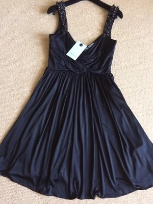 Nuevo vestido azul marino con etiqueta, auténtico, negro, talla 42, (USA4-6) hecho en Italia. Foto 1 de 4