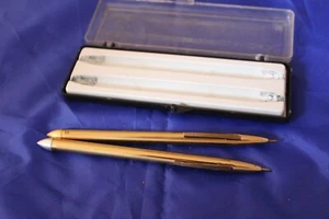 Set penne magiche automatiche tono oro vintage con scatola - Foto 1 di 4