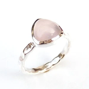 Trillion Ring Natur Rosa Rosenquarz Ring 925 Sterling Silber Geschenkring - RQ012 - Bild 1 von 4