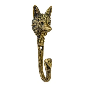 Fox, brass large hook, exquisitely detailed. Ideal for  clothes, towels, hats - Picture 1 of 12