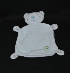 Peluche doudou ours bleu ciel plat BABY CLUB C&A rond jaune croix bleue NEUF - Picture 1 of 1