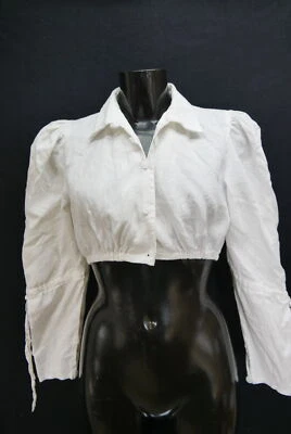 Gr.36 Dirndlbluse weiß Bluse für Dirndl Hess Leinen mit Bändel B11739 - Bild 1 von 4