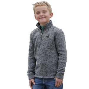 Cinch Youth Boy's 1/4 Zip Grey Pullover Sweater MWK7980002 - Picture 1 of 7