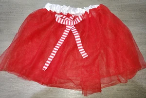 girls size 4-6 RED TULLE TUTU SKIRT WHITE BAND STRIPE BOW HALLOWEEN CHRISTMAS @@ - Picture 1 of 1