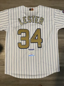 Jon Lester Signed Auto Chicago Cubs Jersey Gold 2016 World Series Champ PSA COA - Picture 1 of 6