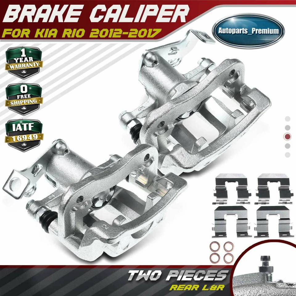 Par de pinzas de freno de disco traseras con soporte para Kia Rio 2012 2013 2014 2015-2017 Foto 1 de 4