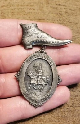 RARO 1895 BROCKTON BOSTON MASSACHUSETTS CABALLEROS TEMPLARIOS ZAPATO MEDALLA INSIGNIA Foto 1 de 4