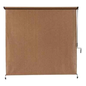 Outdoor Roller Shade 120/96/72 in Wide Cordless Filtering Fabric Exterior Wand - Picture 1 of 19