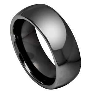 High Polished Shiny Dark Gray IP Plated Classic Domed  Tungsten Ring – 8mm