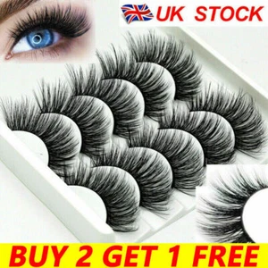 3D Mink False Eyelashes 5Pair Wispy Cross Long Thick Soft Fake Eye Lashes UK - Picture 1 of 22