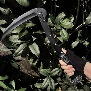 Black Sharp Folding Sickle Scythe with Sheath for Lawn Grass Weeds Versatile - Picture 1 of 9