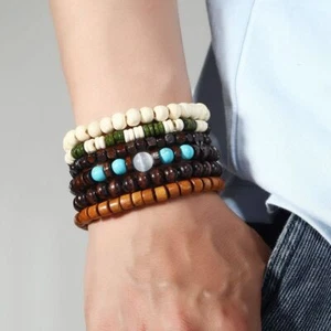 5/6 pcs/set Ethnic Style Men Bracelets Bohemian Style Hand Ring Decoration - Picture 1 of 15
