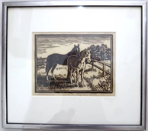 Elizabeth Norton - "HILLTOP PASTURE" 1950 Print Of Two Horses 10/75 Signed - Bild 1 von 7