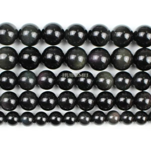 Natural Black Obsidian Stone Gemstone Round Beads 4mm 6mm 8mm 10mm 12mm 15.5" - Picture 1 of 8