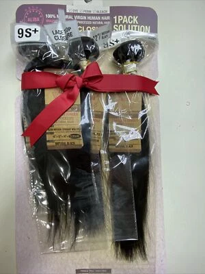 9S+ ALIBA_100%_VIRGEN_CABELLO 10", 12", 14" + Cierre_1 PACK SOLUCIÓN_#N. NEGRO Foto 1 de 4