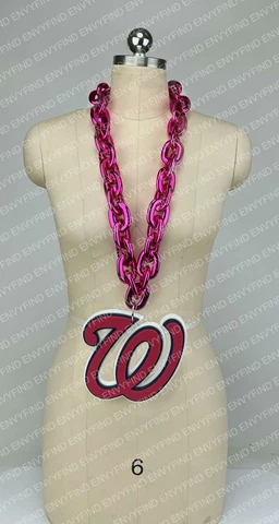 New MLB WASHINGTON NATIONALS HOT PINK Jumbo Big Fan Chain Necklace Foam MI USA Cover