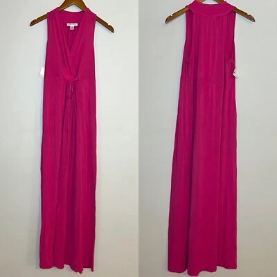 Motherhood Maternity NEW Sleeveless Tie Front Surplice Neck Maxi Dress Pink Sz M - Image 1 of 4
