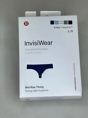 Nuevo en caja Tanga Talla Grande Lululemon InvisiWear tiro medio paquete de 5 ISJB Multicolor Foto 1 de 4